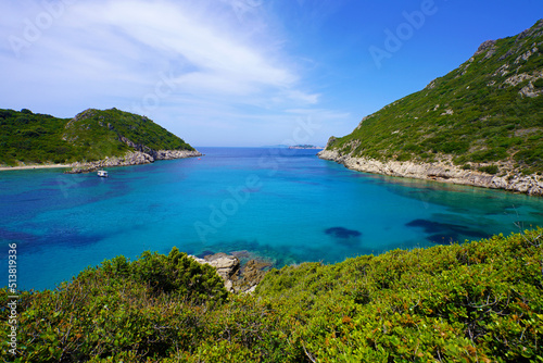 Porto Timoni beach in Corfu, a paradise place with beach and crystalline water in Corfu Island, Greece, Europe