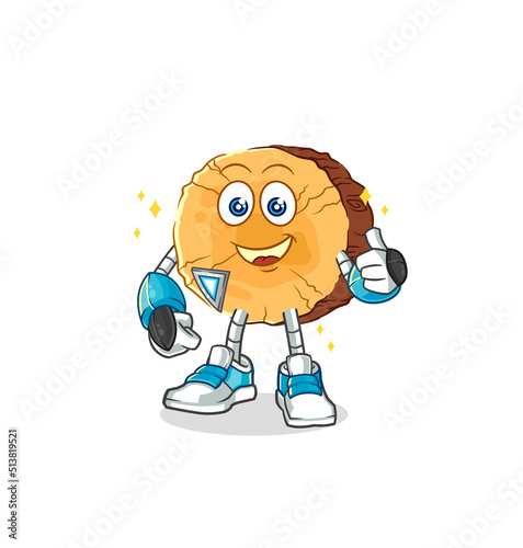 round log robot character. cartoon mascot vector