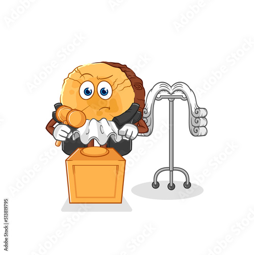 round log judge holds gavel. character vector