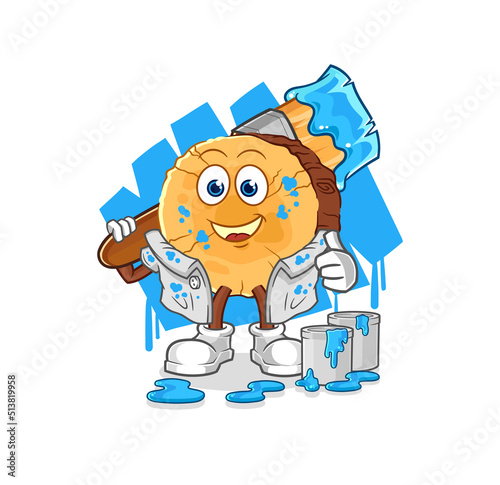 round log painter illustration. character vector