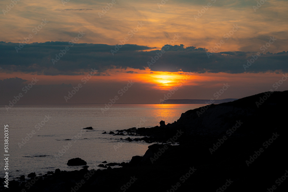 Sunset looking towards Freshwater from St Catherine's Lighthouse, Niton, Isle of Wight