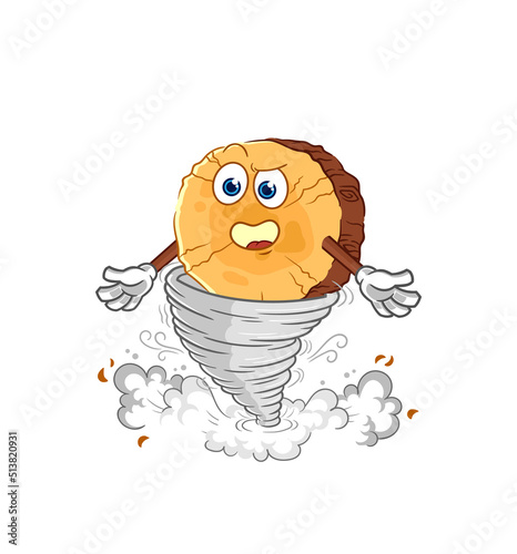 round log in the tornado cartoon character vector