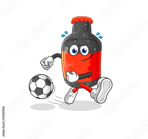 cola kicking the ball cartoon. cartoon mascot vector