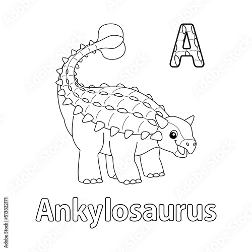 Ankylosaurus Alphabet Dinosaur ABC Coloring Page A photo