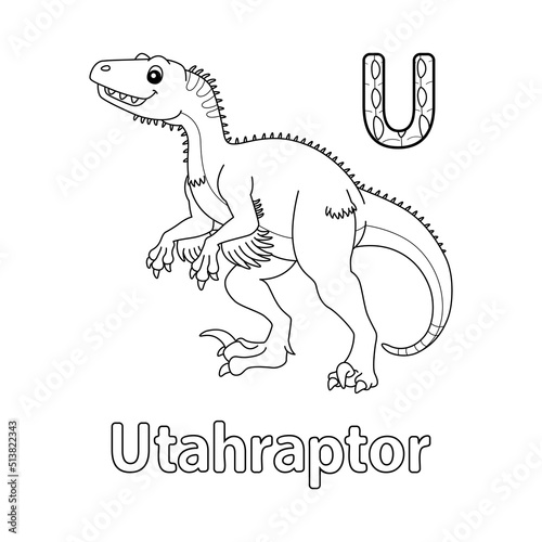 Utahraptor Alphabet Dinosaur ABC Coloring Page U