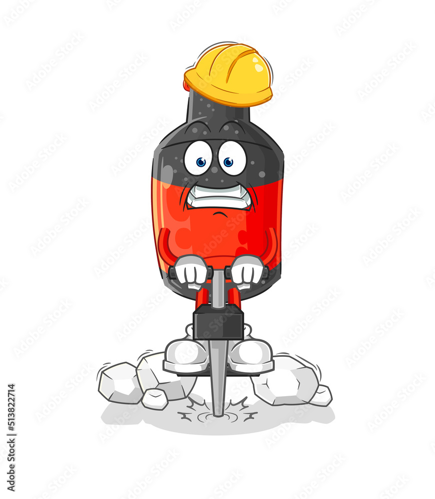 cola drill the ground cartoon character vector