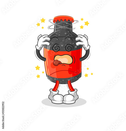 cola dizzy head mascot. cartoon vector