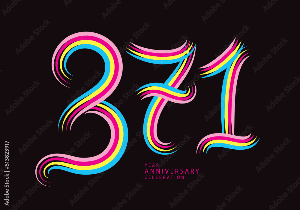 371 number design vector, graphic t shirt, 371 years anniversary ...