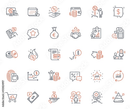 Finance icons set. Included icon as Report, Loyalty star and Bill accounting web elements. Internet shopping, Online shopping, Budget profit icons. Loyalty points, Credit card. Vector