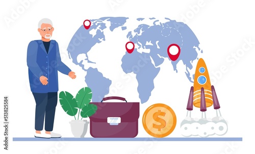 Digital nomad concept vector in trendy flat style. oncept of remote work from anywhere in the world.