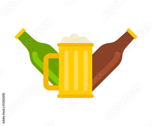 Beer and dry fish sign for alehouse. Beer house symbol logo. beery icon