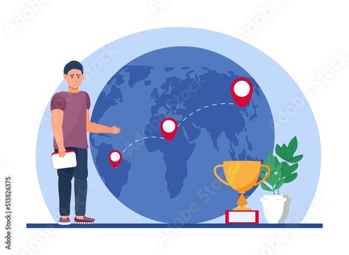 Digital nomad concept vector in trendy flat style. oncept of remote work from anywhere in the world.