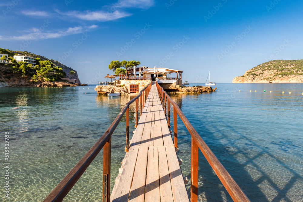 Camp de Mar - wooden bridge to the rocky island - 2029