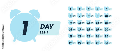 Promotion banner. Days countdown banner. Web banner with alarm clock