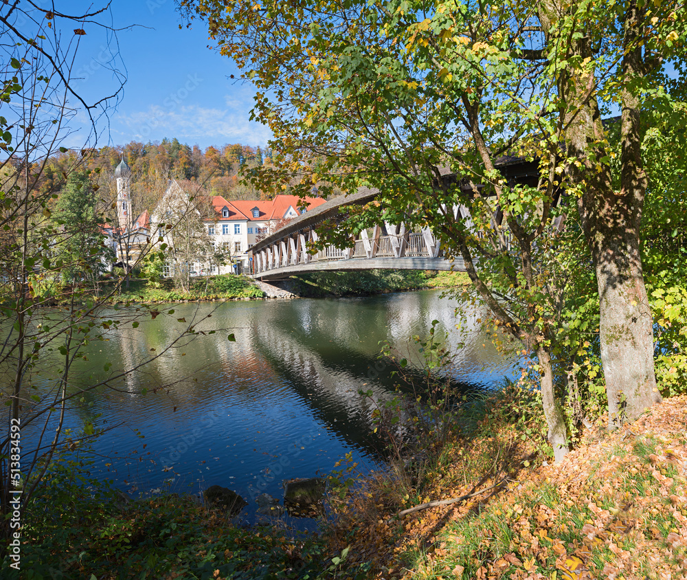 bridge over Loisach river, tourist destination Wolfratshausen