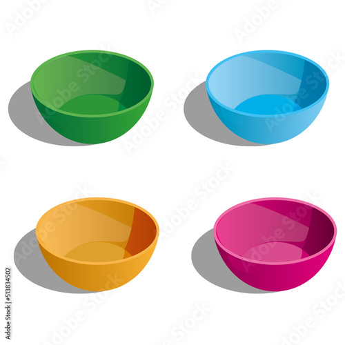 Print op canvas Colorful Bowls. Bowl on white background. bowls vector.
