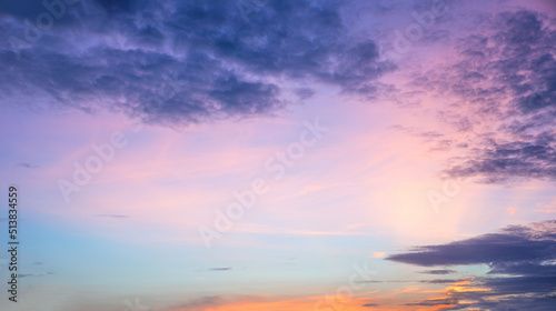 beautiful colorful sky at sunset, pastel colors pink blue and orange, purple clouds © SusaZoom