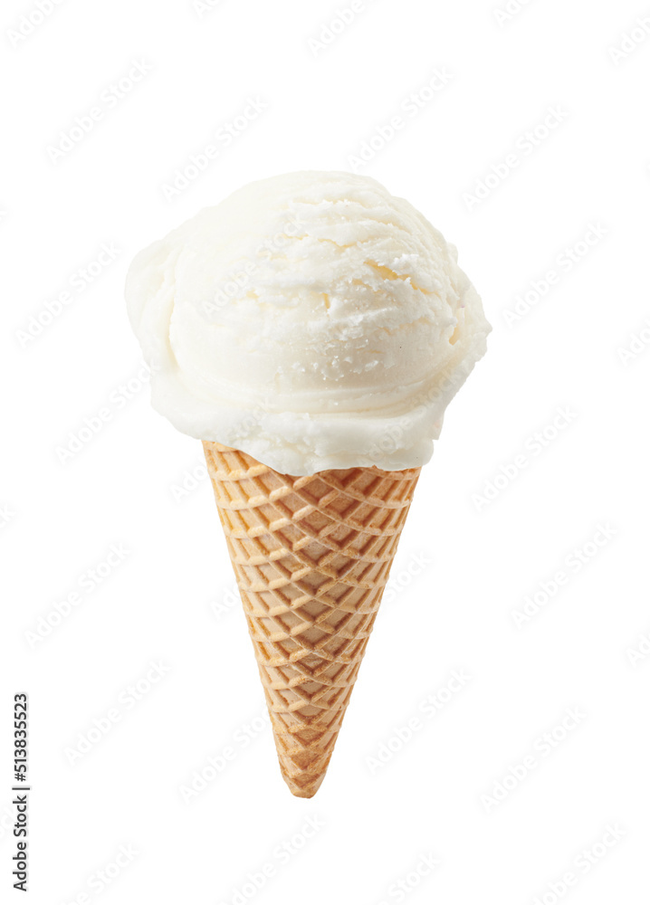 vanilla ice cream with cone isolated on white vanilla ice cream with cone isolated on white