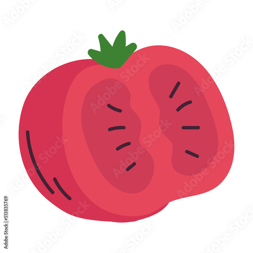 Isolated sketch of an slice of tomato Icon Flat design Vector