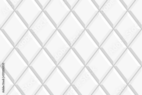 White rhombus tile seamless pattern. Bathroom or toilet ceramic wall or floor texture. Kitchen splashback background. Interior or exterior mosaic surface. Vector flat illustration