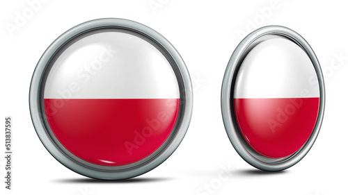 Poland flag button. 3D illustration in 2 angles. Ideal for sports disputes. 3D render with saved clipping. Free Download Poland flag button. 3D illustration in 2 angles. Ideal for sports disputes. 3D render with saved clipping. - GFXLoad