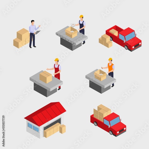 Vector design illustration of manufacturing and operation system in factory production