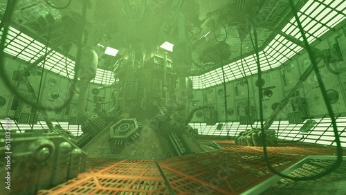 Obraz na plátně 3D-illustration of a cyberpunk computer after a catastrophe