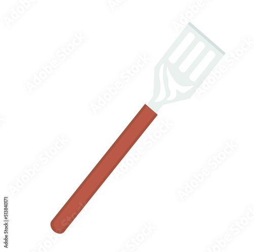 Metal spatula on white background