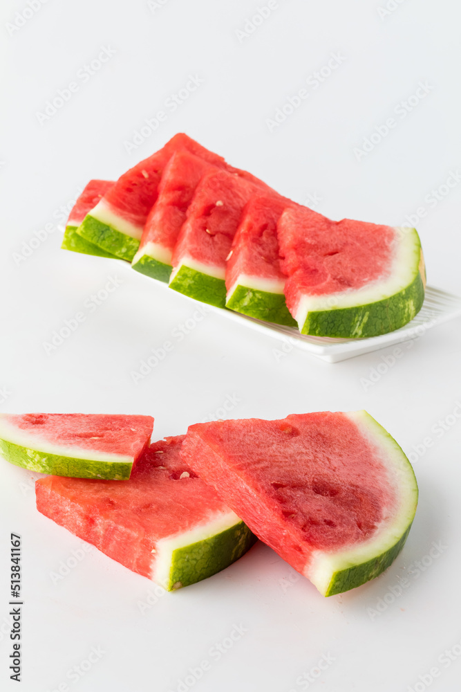 Slices of fresh juicy watermelon ready for snacking. Slices of fresh juicy watermelon ready for snacking.