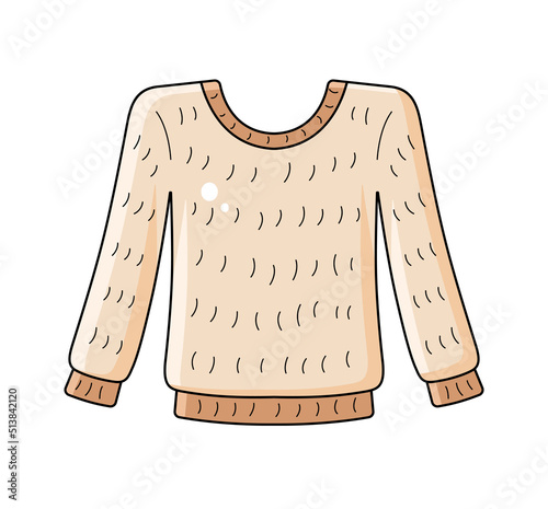 Beige sweater or pullover sweatshirt isolated