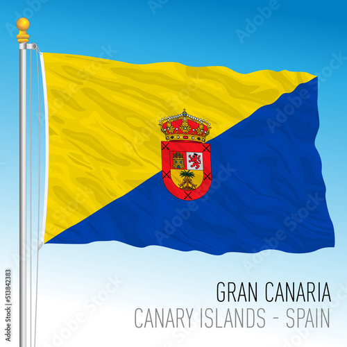 Gran Canaria island flag, Canary Islands, Spain, vector illustration