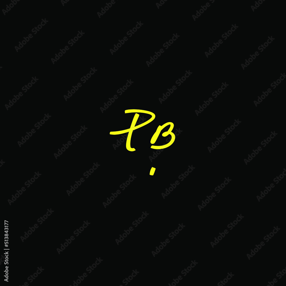 Initial Letter PB handwriting logo hand drawn template vector