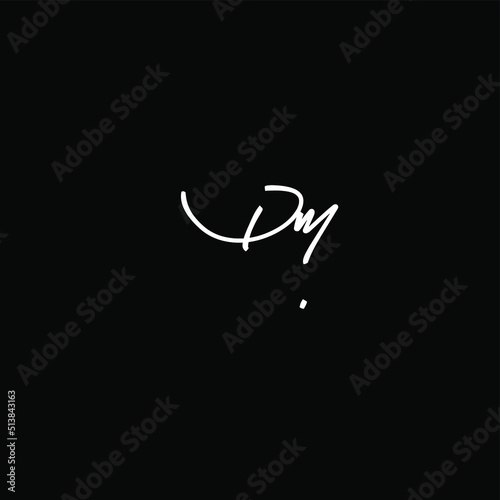 Initial Letter Dm handwriting logo hand drawn template vector