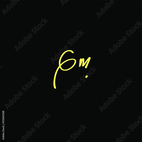 Initial Letter Gm handwriting logo hand drawn template vector