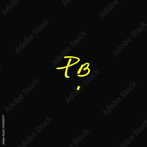 Initial Letter PB handwriting logo hand drawn template vector