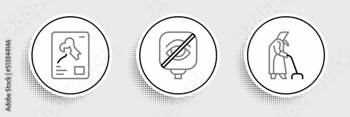 Set line Grandmother, X-ray shots and Blindness icon. Vector
