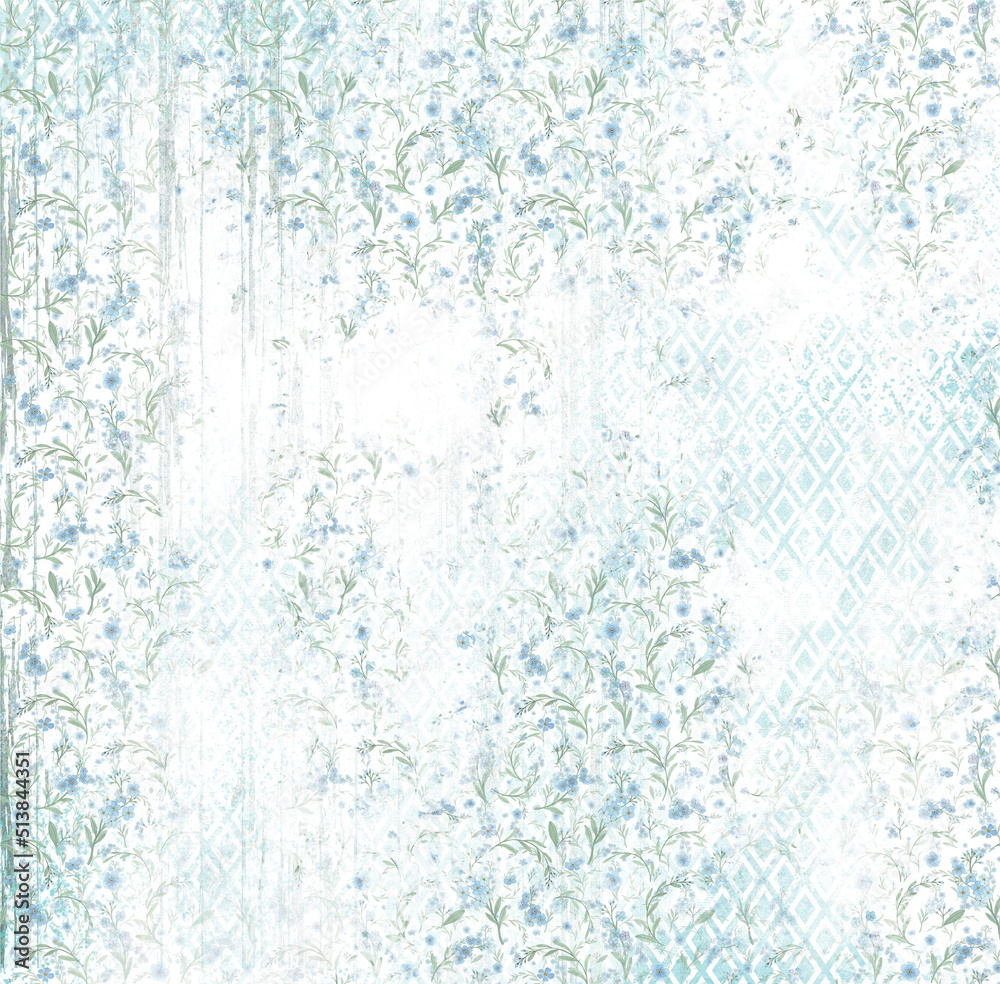 Shabby chic. Pattern with forget-me-nots.

