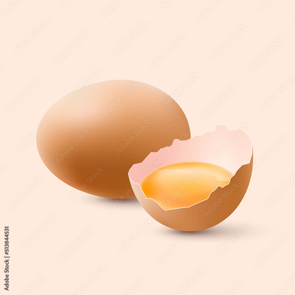Fresh Organic Chicken Eggs. Raw Brown Chicken Eggs with Yolk Fresh Organic Chicken Eggs. Raw Brown Chicken Eggs with Yolk