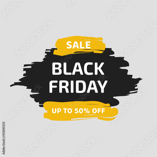 Black Friday sale. Black web banner. Sale of posters. Advertising. Vector illustration. Black friday promotional