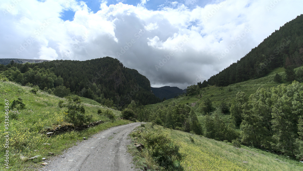 road in mountains, Pyrenees, Andorre between France and Spain road in mountains, Pyrenees, Andorre between France and Spain