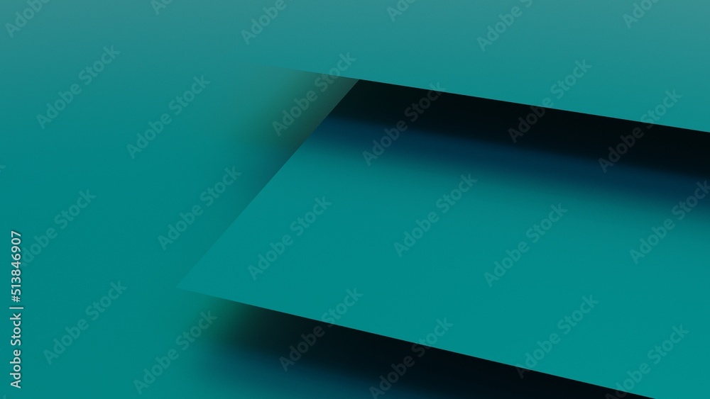 Overlapping green paper planes layer. Abstract background. 3D high quality rendering. 3D illustration. 3D CG.