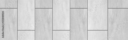Panorama of Wood grain white ceramic floor tile pattern and texture background seamless