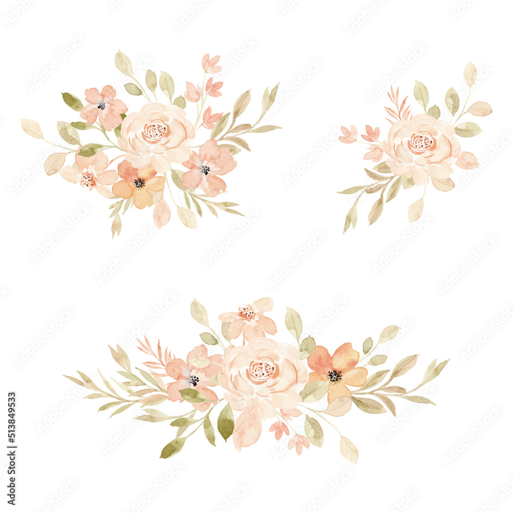 Obraz premium Watercolor floral arrangement collection
