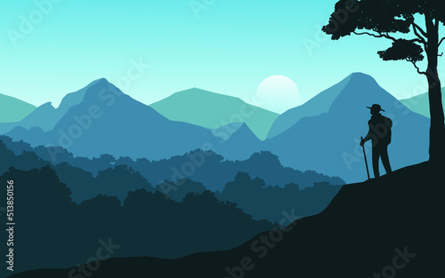 silhouettes of people on the mountain © Johnster Designs