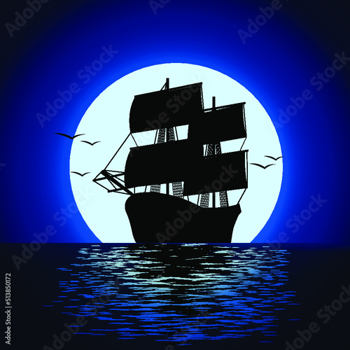 ship in the night ocean