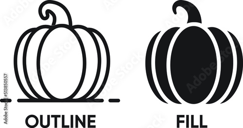 Vector Minimal Pumpkin outline and fill icon. Halloween symbol illustration design. photo