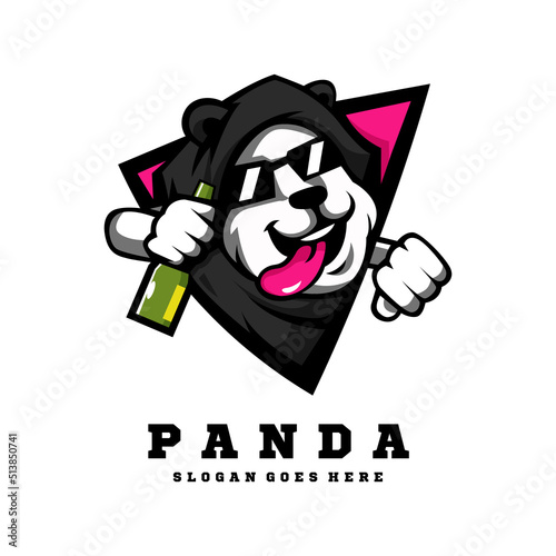 Panda Cartoon Mascot Logo Design Illustration
