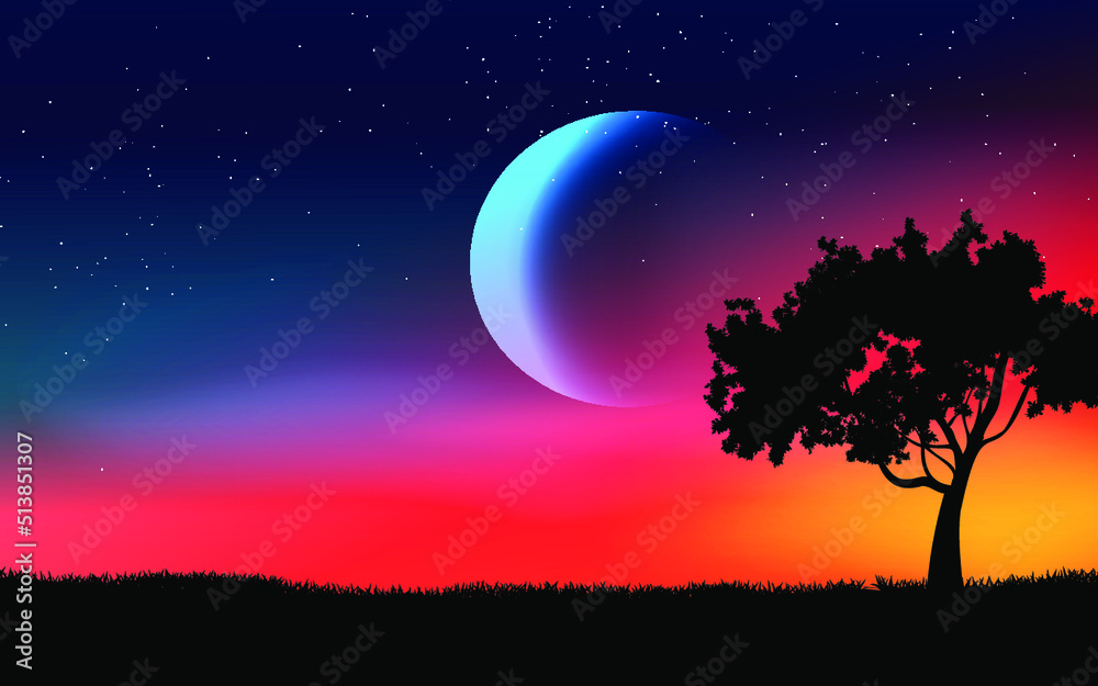 moon and tree illustration moon and tree illustration