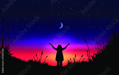 silhouette of a person at night