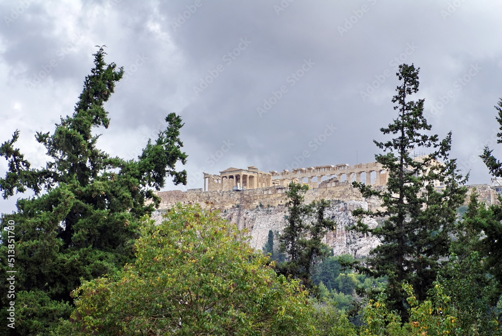 Parthenon in the Acropolis of Athens, on a hill in Athens, Greece